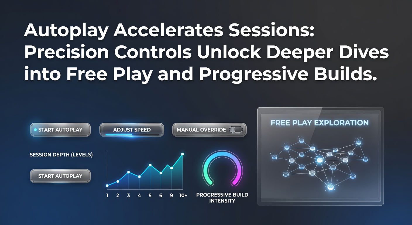Dynamic slot interface showing autoplay settings with spin counters, win limits, and progressive meters glowing on screen
