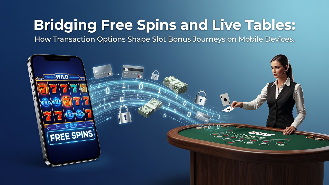 Mobile device displaying slot game interface transitioning between free spins and live dealer tables with payment options highlighted