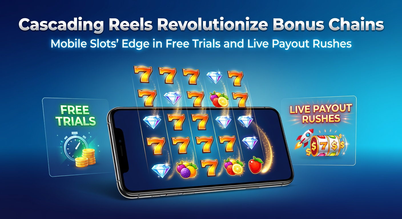 Dynamic cascading reels animation on a mobile slot screen, with exploding win symbols making way for new drops that trigger multi-level bonus chains.