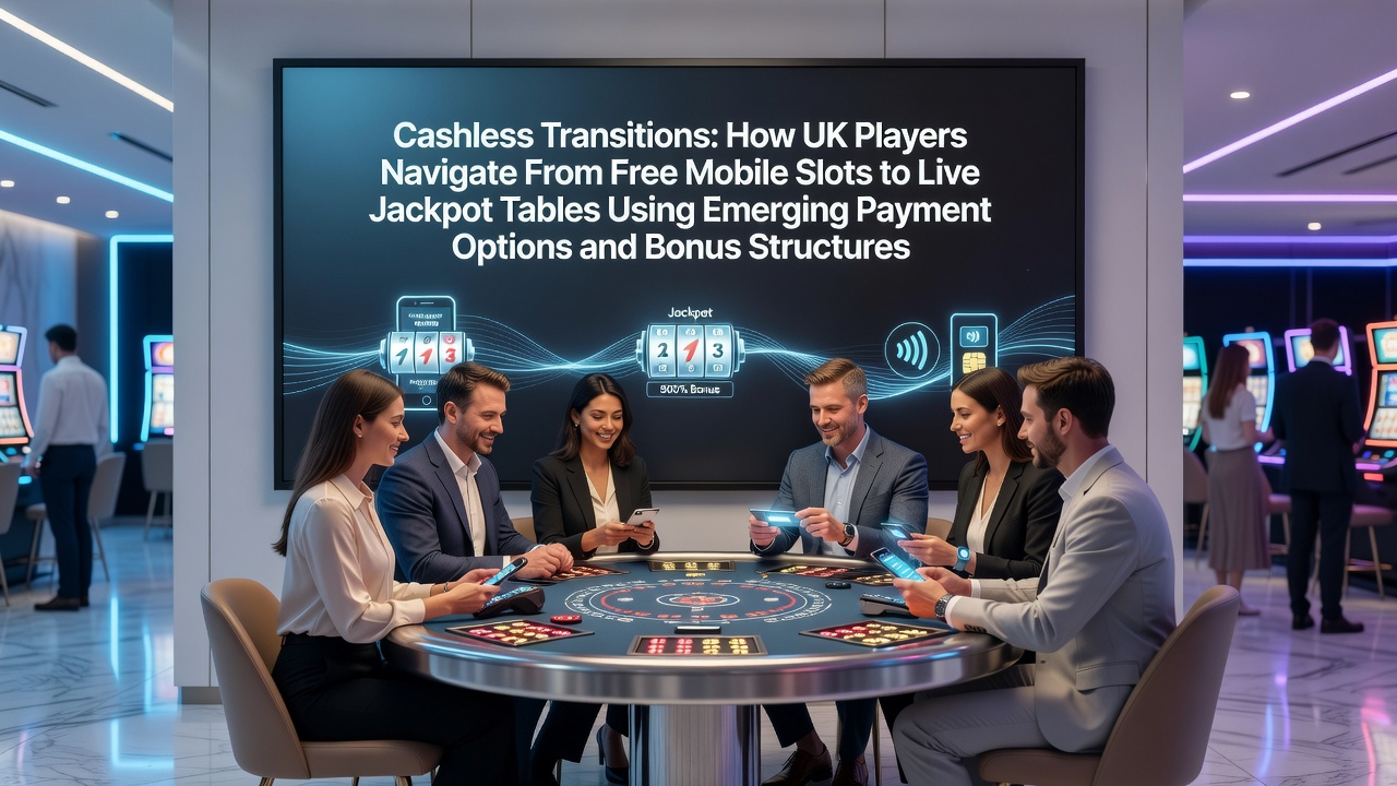 UK players exploring cashless payment options on mobile devices while transitioning between free slot demos and live casino tables