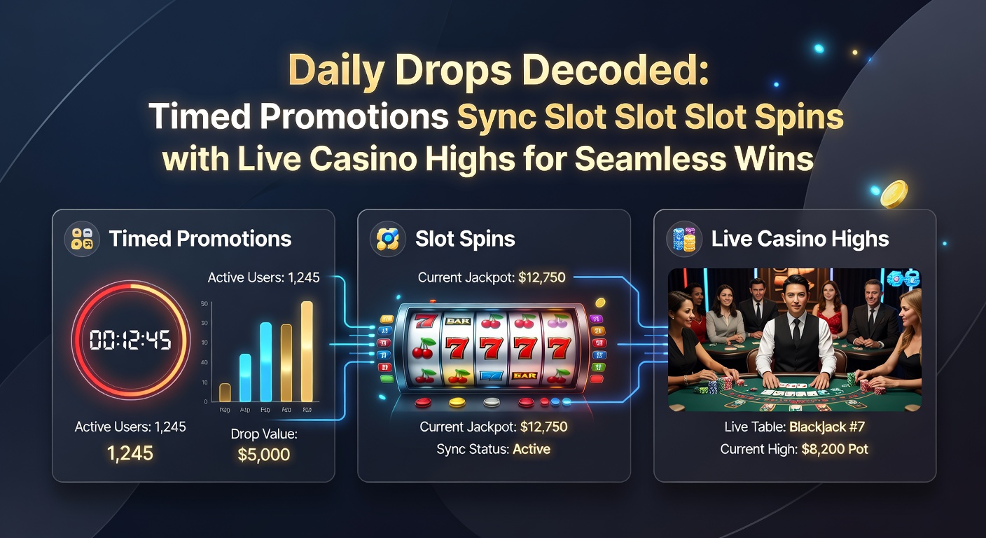 Live dealer roulette table buzzing alongside slot screens showing synchronized daily drop timers and prize notifications