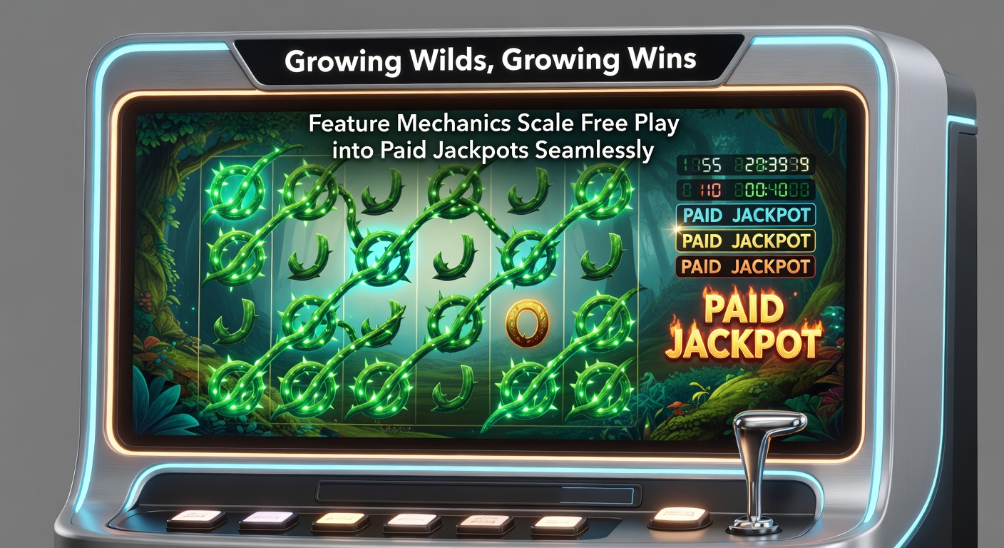 Dynamic close-up of a growing wild symbol triggering a progressive jackpot ladder on a slot game interface, with coins cascading and payout counters exploding