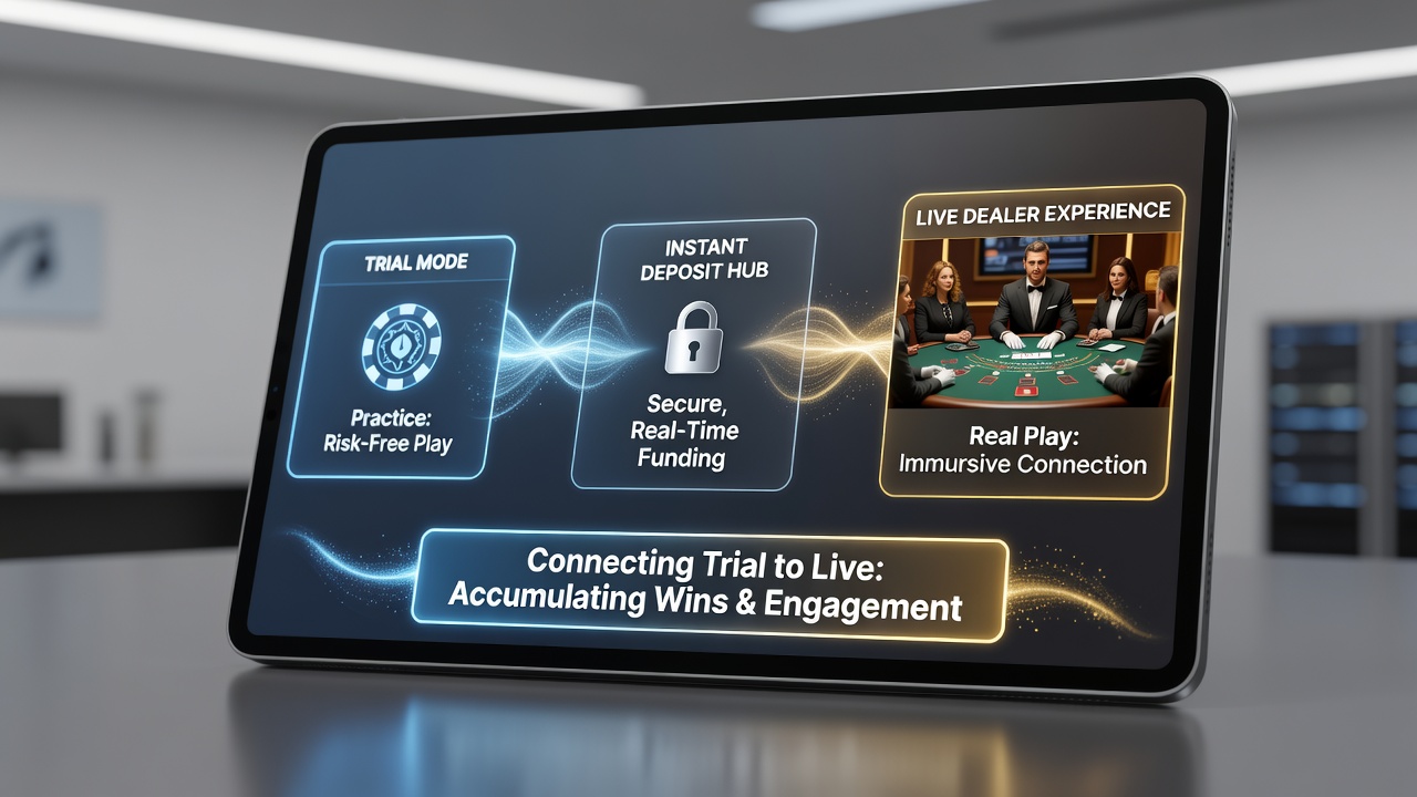 Close-up of mobile interface showing accumulating jackpot meters and live dealer stream alongside deposit confirmation