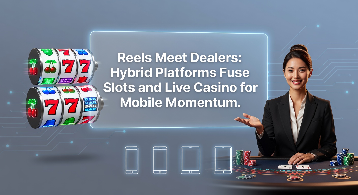 Split-screen view of a hybrid mobile casino app featuring slot reels on one side and a live roulette wheel with dealer on the other