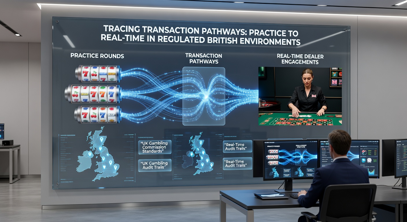 Illustration showing digital slot reels transitioning into live dealer casino tables with transaction flow arrows